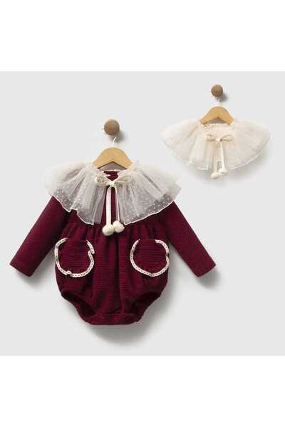 ministok Daphne Baby Girl Jumpsuit with Detachable Cape Collar