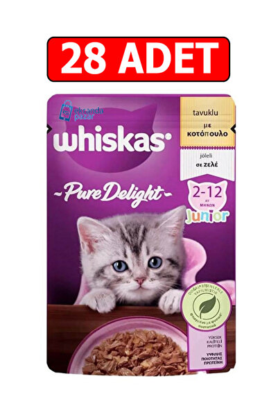 Whiskas Pure Delight Tavuklu Yavru Kedi Konserve 85GR 28ADET Pouch Kedi Islak...
