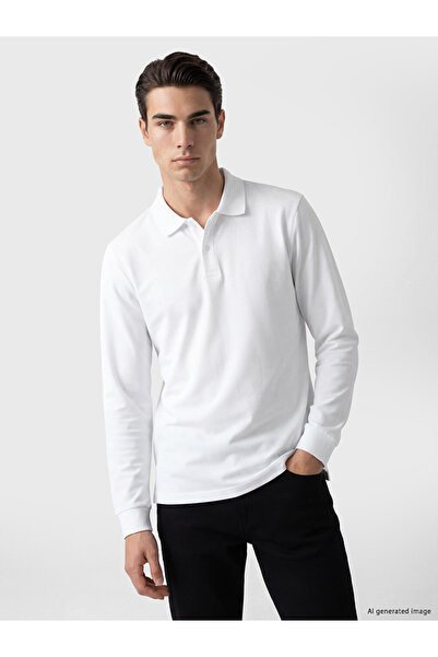 LC Waikiki Vizyon New Season White Polo Collar Pique Men's T-Shirt