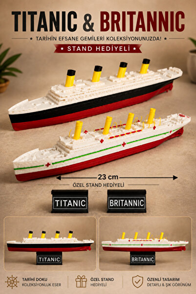 TREDO Titanic & Britannic Gemi Maketi 23 Cm – Özel Stand Hediyeli