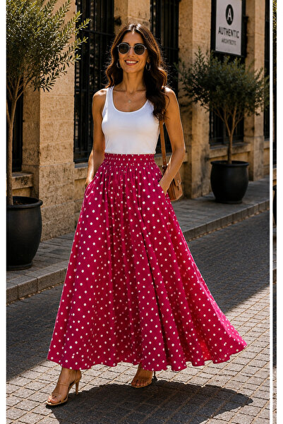 SELDAĞ MODA %100 PAMUK VİSKON PUANTİYE İÇ GÖSTERMEZ GİZLİ CEP KLOŞ ETEK
