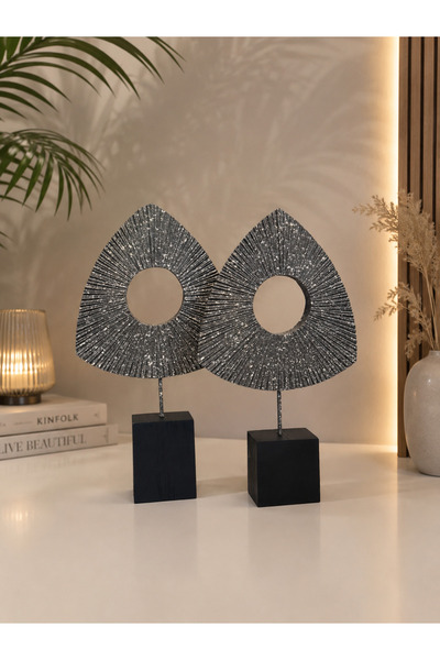 İnci line souvenırs İkili Üçgen Halka Biblo 28x17 / 26x17 cm – Dekoratif Poly...