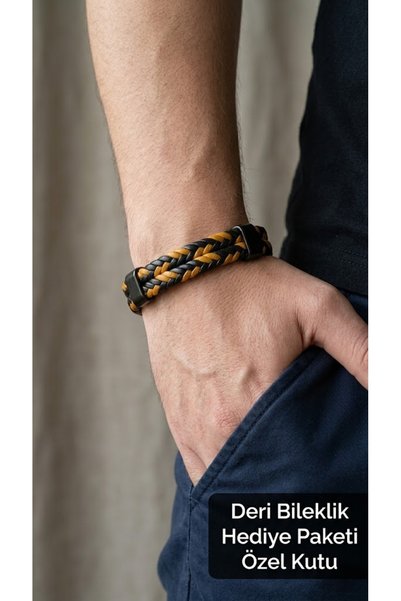 HER ŞEY NOTA www.herseynota.com Delsorin Flame Black Leather Men's Bracelet -...