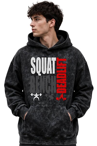 SEVBANO Squat Bench Deadlift Fitness Bodybuilding Printed Unisex Oversize Pre...