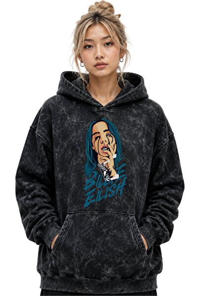 SEVBANO Μπλούζα με κουκούλα Billie Eilish Singer με στάμπα, Unisex, Oversize,...