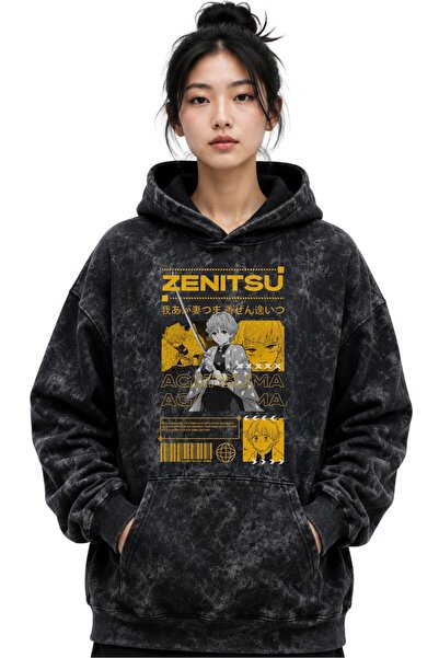 SEVBANO Hanorac premium, lavabil, supradimensionat, unisex, cu imprimeu anime...