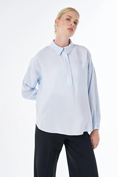 Kayra Half Pat Basic Blouse Blue