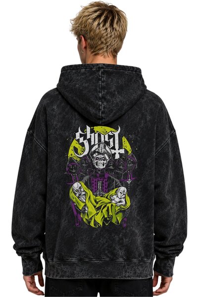 SEVBANO Hanorac cu glugă Ghost Rock Metal Music Band, imprimat, unisex, supra...