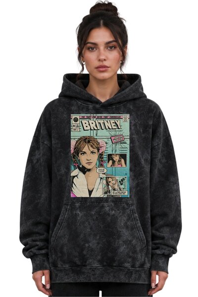SEVBANO Μπλούζα με κουκούλα Britney Spears Singer με στάμπα, Unisex, Oversize...