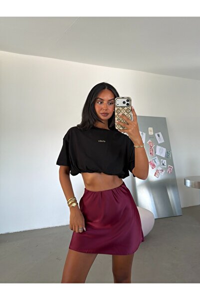 myd Satin Mini Skirt - Burgundy