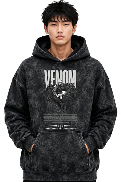 SEVBANO Φούτερ με κουκούλα Venom Hero με στάμπα, Unisex, Oversize, που πλένετ...