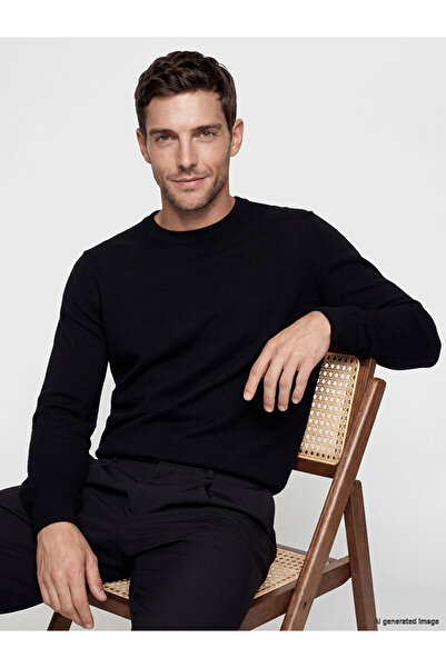 LC Waikiki Vizyon New Season Black Crew Neck Men's Knitwear Sweater