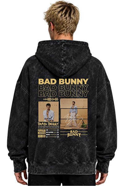 SEVBANO Μπλούζα με κουκούλα Bad Bunny Rapper Singer με στάμπα, Unisex, Oversi...