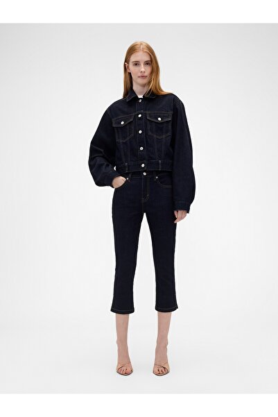 GAP Kadın Koyu Mavi × Victoria Beckham Low Rise Capri Jean Pantolon