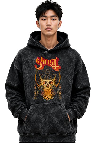SEVBANO Hanorac cu glugă Ghost Rock Metal Music Band, imprimat, unisex, supra...