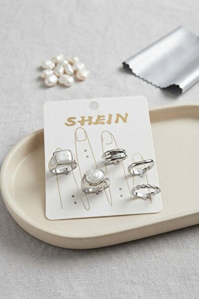 Inure Jewelry Silver Color Brass Stone Detailed Bohemian Ring Combination Byk...