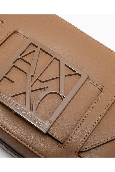Armani Exchange Women's Brown Shoulder Bag with Adjustable Shoulder Strap and Brand Logo