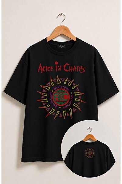 Fuddy Moda Μπλουζάκι Unisex με τυπωμένο λογότυπο Alice in Chains, Oversize μπ...