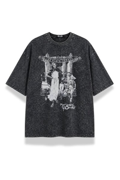 Fuddy Moda Tricou unisex cu imprimeu My Chemical Romance, lavabil, tricou vin...