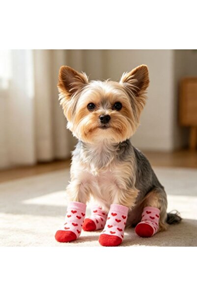 idei Anti-slip dog socks size L 9×3.5cm, set of 4 knitted pieces with Pattern...
