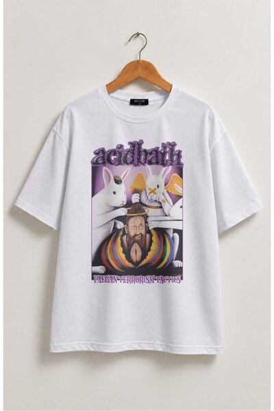 Fuddy Moda Unisex Acidbath Paegan Terrorism Tactics Printed T-Shirt, Oversize...