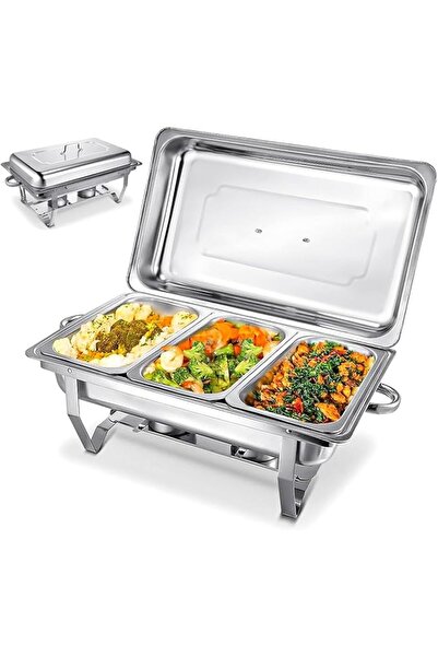 HOOKOR Stainless Steel Food Warmer Set Rectangular Buffet Stove with Lid for ...
