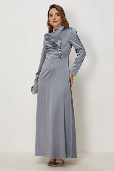 Alvina DRAPE DETAYLI SATEN ELBİSE 46803