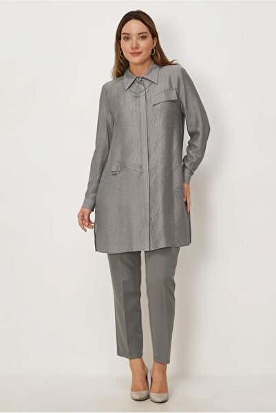 Alvina Shirt Collar Viscose Tunic 46698