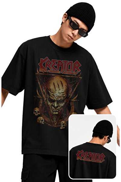 Fuddy Moda Μπλουζάκι Unisex Kreator με στάμπα στον αυχένα, Oversize μπλουζάκι...
