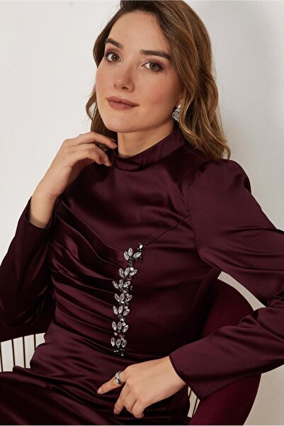 Alvina DRAPE DETAYLI SATEN ELBİSE 46803