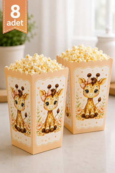 Baloncu Nene Set de 8 cutii de porumb cu tematică girafă, 8x11 cm, cutie de p...