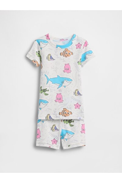 GAP Bebek Beyaz Organik Brushed Pamuk Şort Pijama Takımı