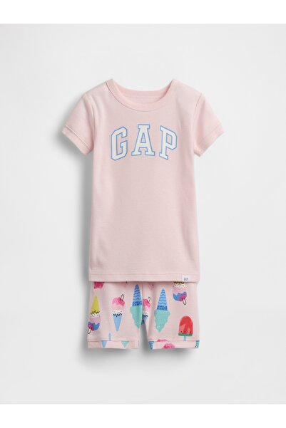 GAP Bebek Açık Pembe Logo Baskılı Pijama Takımı