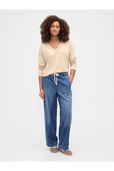 GAP Kadın Mavi High Rise Easy Wide-Leg Jean Pantolon