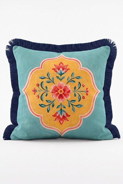 IdeCraft Authentic Floral Medallion Patterned Retro Style Decorative Fringed ...