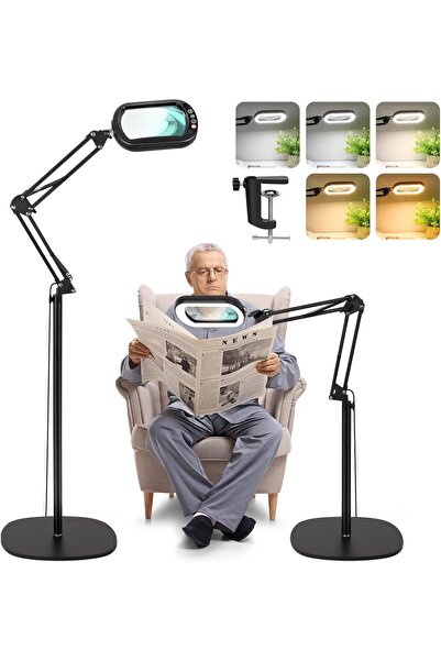 LAM 10X Magnifier with Light and Stand, Optical Glass Lenses, 3 in 1 Magnifie...