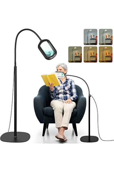 StandMounts Lupă dreptunghiulară 12X cu lumină și suport, lampă de mărire cu ...