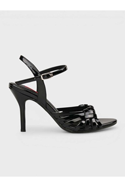 Sadık Yılmaz Women's summer 11cm thin open heel shoes - 574 1123 - black pate...