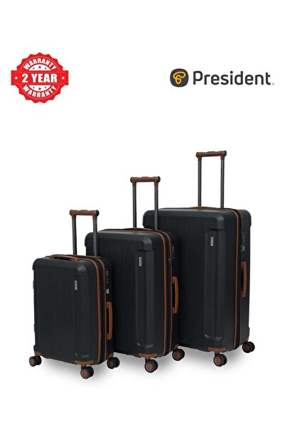 President Premium 3 Piece Luggage Sets with PP Hardshell (20"24"28") 3553-BLACK