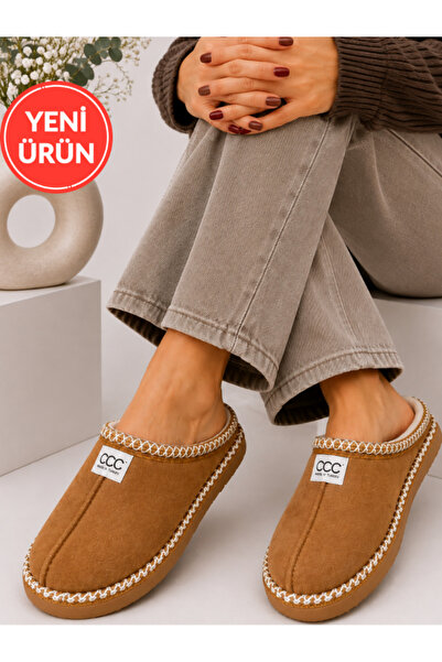 STOCON Lora Women's Suede Textured Fur Lined Embroidery Detailed Warm Soft So...