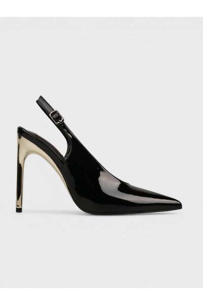 Sadık Yılmaz Women's summer 11cm thin open heel shoes - 574 3264 - black pate...