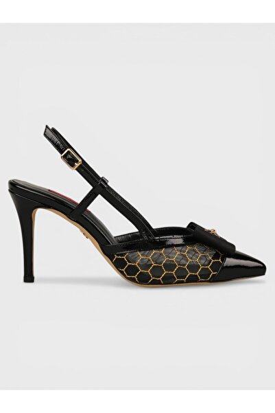 Sadık Yılmaz Women's Summer 9cm Thin Open Heeled Shoes - 602 8641 - Black Pat...