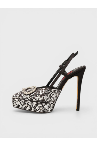 Sadık Yılmaz Women's summer 15cm thin closed heel shoe - 574 60 - black satin