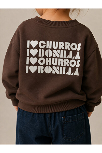 Laciel Prs Baskılı Kahverengi Çocuk Sweatshirt