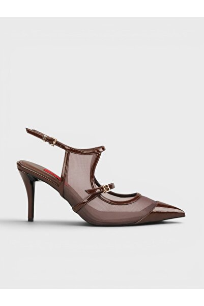 Sadık Yılmaz Women's Summer 9cm Thin Open Heeled Shoes - 574 8126 - Brown Pat...