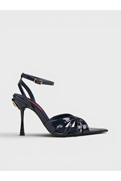 Sadık Yılmaz Women's summer 11cm thin open heel shoes - 574 0127 - navy paten...