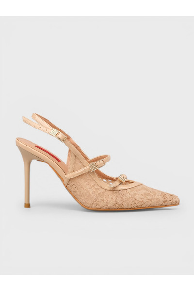 Sadık Yılmaz Women's summer 11cm thin open heeled shoes - 574 2733 - beige mesh