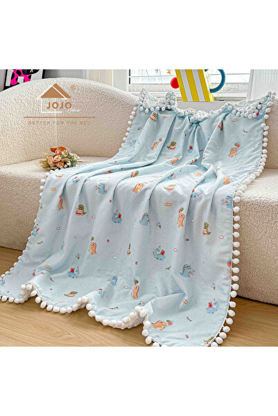 JOJO HOME Patura pentru Bebelusi si Copii cu Ciucurei, 100x150 cm, Fata 100% ...