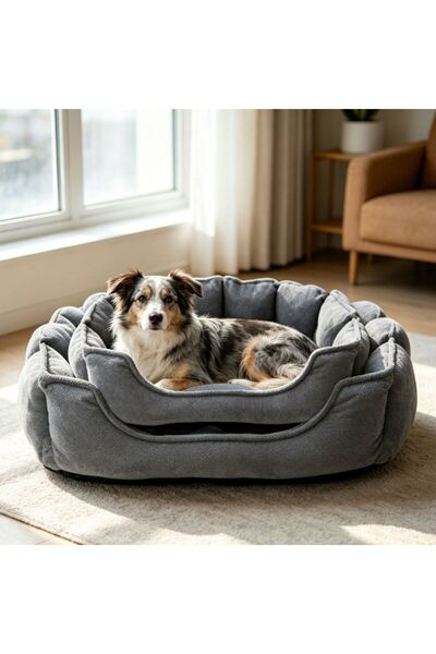 idei Set of two semi-round sofa beds made of soft plush fabric 55*40*18cm / 6...