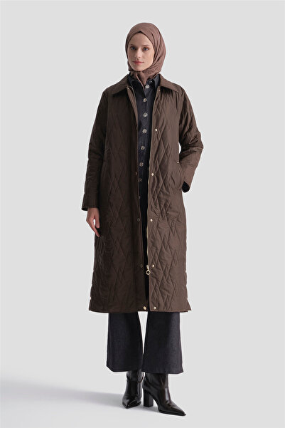 Armine Snap Detailed Quilted Cap Bitter Brown
